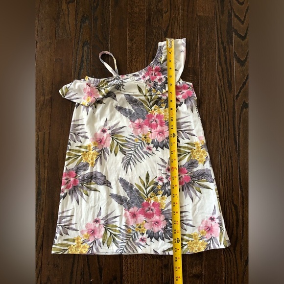 Jessica Simpson Girls 6X Ruffled One-Shoulder White Tropical Palm Dress - VGUC! - Picture 6 of 9